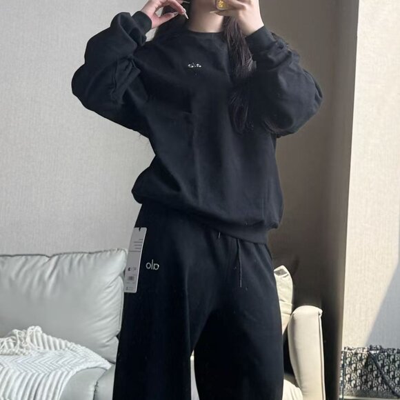 ALO Yoga Tops - ALO Yoga Black Sweatshirt and Joggers Set